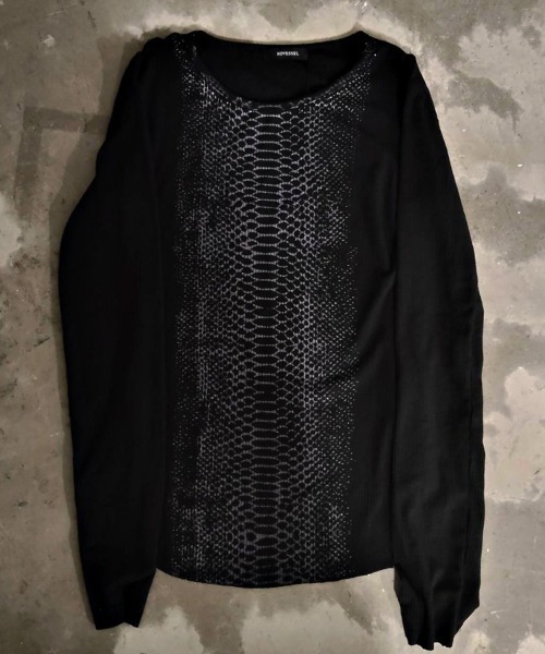 NOVESSEL(ノベセル)の「『NOVESSEL/ノベセル』パイソンロングスリーブテレコカットソー【Y】【CN】(Tシャツ/カットソー・メンズ・ホワイト/ブラック・FREE)」の19枚目の写真