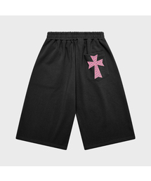 [ユニセックス]ドットクロス刺繍バミューダパンツ_3カラー