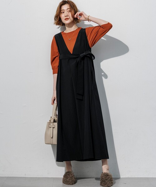 23区(ニジュウサンク)の「ナイロンコットンタッサー 2WAY ワンピース(ワンピース・レディース・ブラック系/ベージュ系・38)」の7枚目の写真