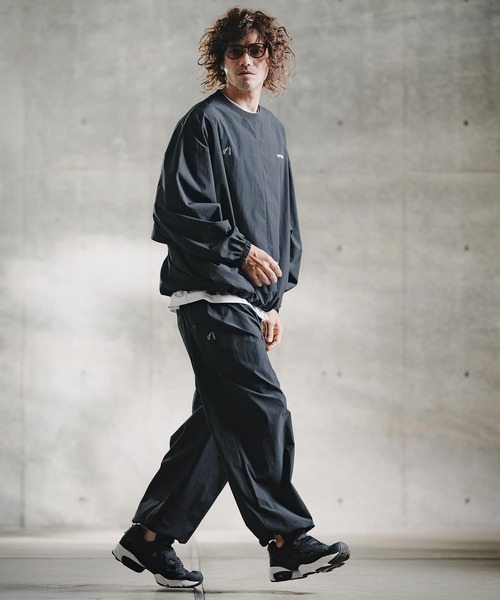 GLIMCLAP(グリムクラップ)の「mp15195-Ripstop & Stretch Nylon Wide Track Pants トラックパンツ(211-005-gla-cg)(その他パンツ・メンズ・ブラック/ブルー・S/L/M)」の11枚目の写真