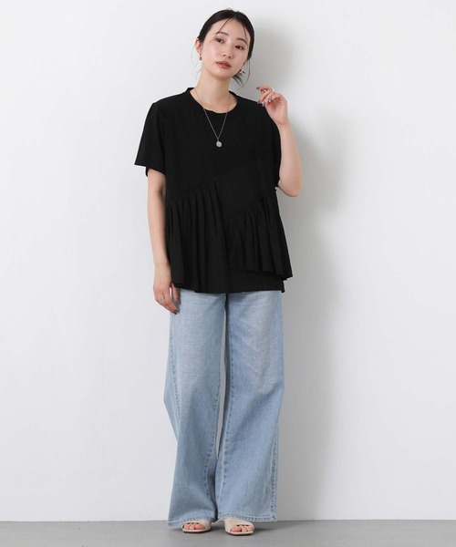 Gready Brilliant(グレディブリリアン)の「アシメティアードクルー(Tシャツ/カットソー・レディース・ブラック/オフホワイト・38)」の16枚目の写真