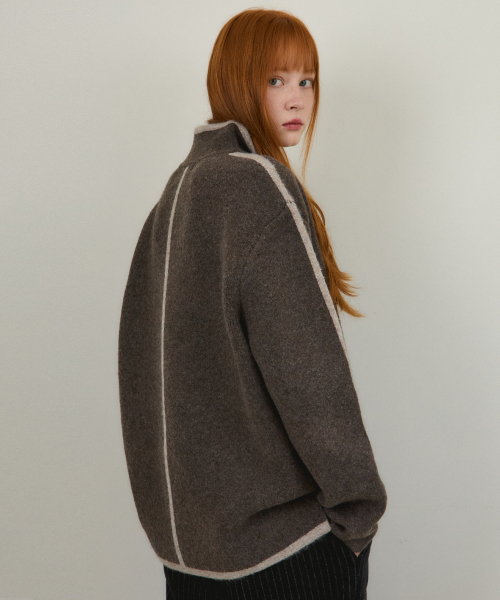 WEDNESDAYOASISFORWOMEN(ウェンズデー オアシス フォー ウーマン)の「W/オールウェイズアランブラシドハーフジップニット 2COLOR(ニット/セーター・レディース・ブルー・FREE)」の3枚目の写真