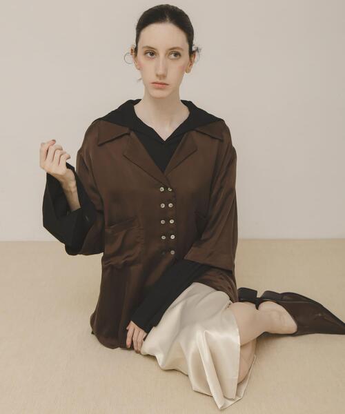 LAATO(ラート)の「open collar shirts(シャツ/ブラウス・レディース・ダークブラウン/グレー系その他・FREE)」の16枚目の写真