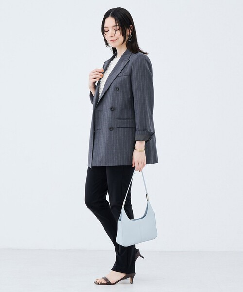 NOLLEY’S Sophi(ノーリーズソフィ)の「《防シワ/紫外線防止》ウォッシャブルピンチェック/ストライプジャケット(テーラードジャケット・レディース・ベージュ系その他/ブラック系その他2・36/34/38)」の5枚目の写真
