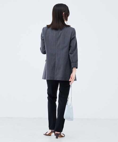 NOLLEY’S Sophi(ノーリーズソフィ)の「《防シワ/紫外線防止》ウォッシャブルピンチェック/ストライプジャケット(テーラードジャケット・レディース・ベージュ系その他/ブラック系その他2・36/34/38)」の7枚目の写真