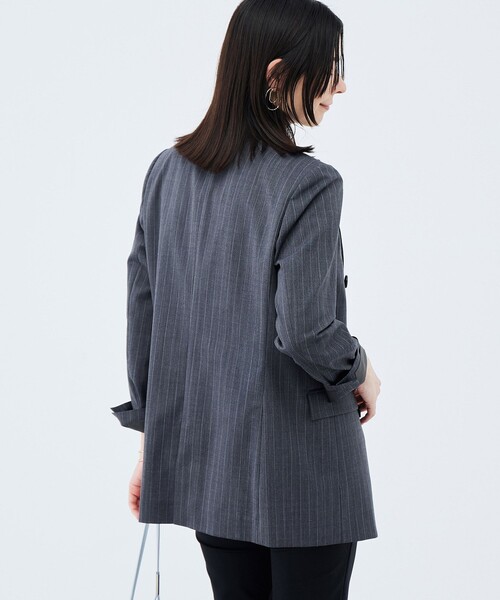 NOLLEY’S Sophi(ノーリーズソフィ)の「《防シワ/紫外線防止》ウォッシャブルピンチェック/ストライプジャケット(テーラードジャケット・レディース・ベージュ系その他/ブラック系その他2・36/34/38)」の14枚目の写真