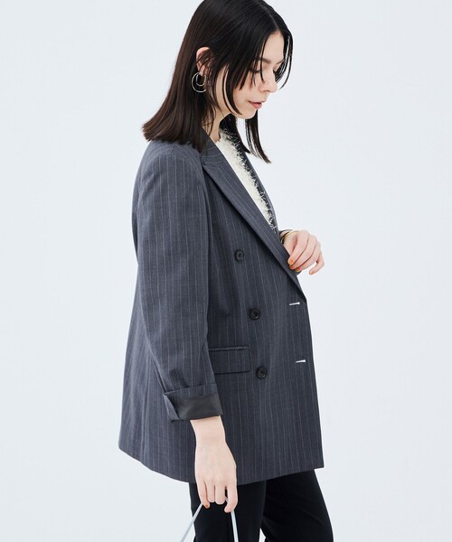 NOLLEY’S Sophi(ノーリーズソフィ)の「《防シワ/紫外線防止》ウォッシャブルピンチェック/ストライプジャケット(テーラードジャケット・レディース・ベージュ系その他/ブラック系その他2・36/34/38)」の15枚目の写真