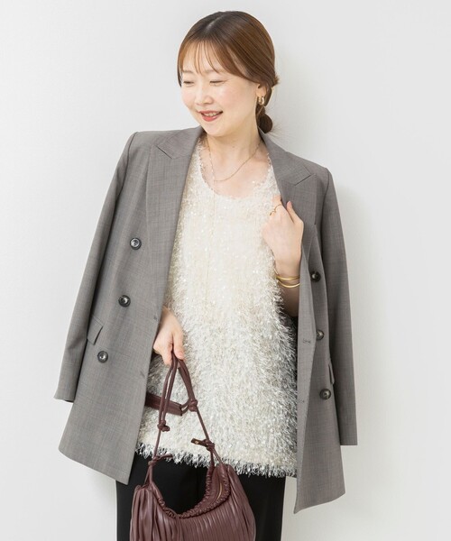 NOLLEY’S Sophi(ノーリーズソフィ)の「《防シワ/紫外線防止》ウォッシャブルピンチェック/ストライプジャケット(テーラードジャケット・レディース・ベージュ系その他/ブラック系その他2・36/34/38)」の20枚目の写真