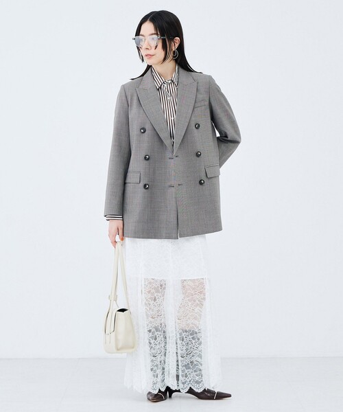 NOLLEY’S Sophi(ノーリーズソフィ)の「《防シワ/紫外線防止》ウォッシャブルピンチェック/ストライプジャケット(テーラードジャケット・レディース・ベージュ系その他/ブラック系その他2・36/34/38)」の21枚目の写真