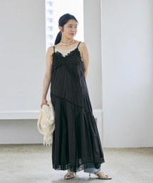 COHINA（コヒナ）の「【手洗い可】【Made in India】パッチワークエンブロイダリーキャミワンピース 【低身長・小柄女性】（ワンピース）」