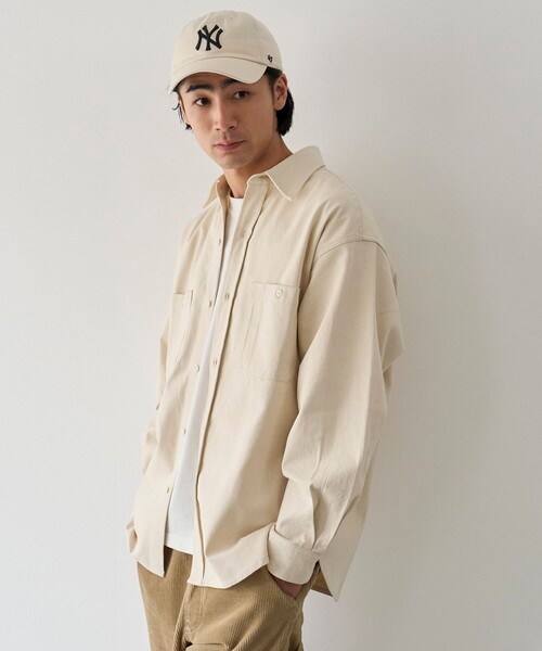 coen(コーエン)の「デニムワークシャツ(シャツ/ブラウス・メンズ・ホワイト/ネイビー・M/S/L/XL)」の7枚目の写真