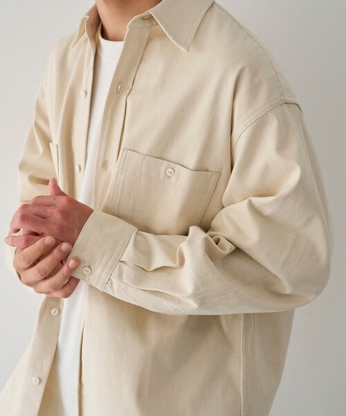coen(コーエン)の「デニムワークシャツ(シャツ/ブラウス・メンズ・ホワイト/ネイビー・M/S/L/XL)」の9枚目の写真
