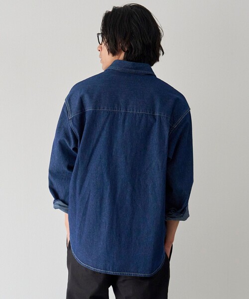 coen(コーエン)の「デニムワークシャツ(シャツ/ブラウス・メンズ・ホワイト/ネイビー・M/S/L/XL)」の15枚目の写真