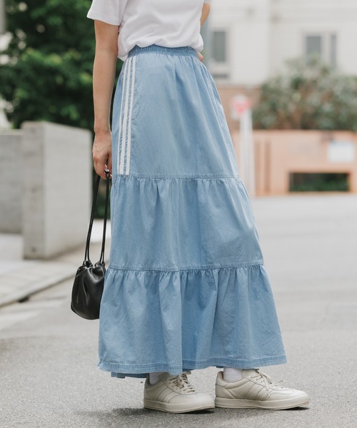 adidas(アディダス)の「adidas/アディダス ORI DENIM SKIRT スリーストライプス デニムスカート ウエストゴム カジュアル モダン レディース 2026年夏 夏服(スカート・レディース・ブラック/ブルー・S/M/L)」の1枚目の写真