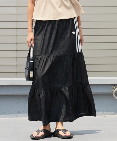 adidas(アディダス)の「adidas/アディダス ORI DENIM SKIRT スリーストライプス デニムスカート ウエストゴム カジュアル モダン レディース 2026年夏 夏服(スカート・レディース・ブラック/ブルー・S/M/L)」の2枚目の写真
