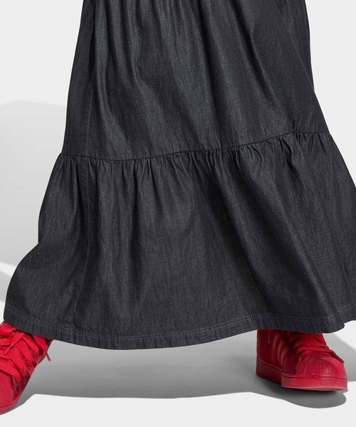 adidas(アディダス)の「adidas/アディダス ORI DENIM SKIRT スリーストライプス デニムスカート ウエストゴム カジュアル モダン レディース 2026年夏 夏服(スカート・レディース・ブラック/ブルー・S/M/L)」の4枚目の写真