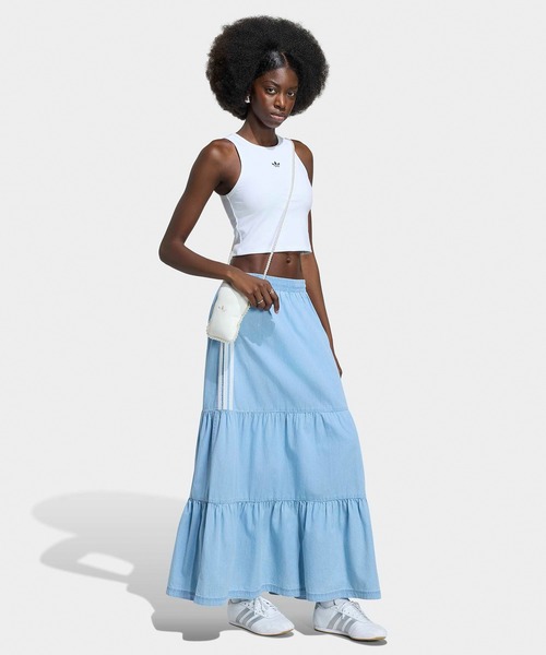 adidas(アディダス)の「adidas/アディダス ORI DENIM SKIRT スリーストライプス デニムスカート ウエストゴム カジュアル モダン レディース 2026年夏 夏服(スカート・レディース・ブラック/ブルー・S/M/L)」の12枚目の写真