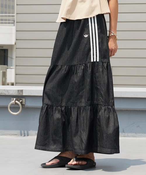 adidas(アディダス)の「adidas/アディダス ORI DENIM SKIRT スリーストライプス デニムスカート ウエストゴム カジュアル モダン レディース 2026年夏 夏服(スカート・レディース・ブラック/ブルー・S/M/L)」の22枚目の写真