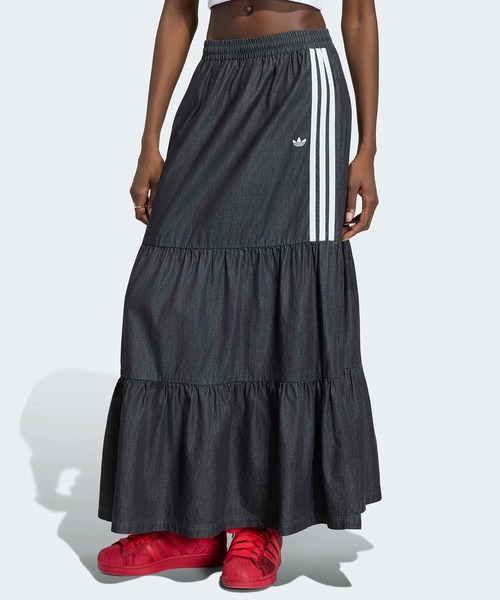 adidas(アディダス)の「adidas/アディダス ORI DENIM SKIRT スリーストライプス デニムスカート ウエストゴム カジュアル モダン レディース 2026年夏 夏服(スカート・レディース・ブラック/ブルー・S/M/L)」の21枚目の写真
