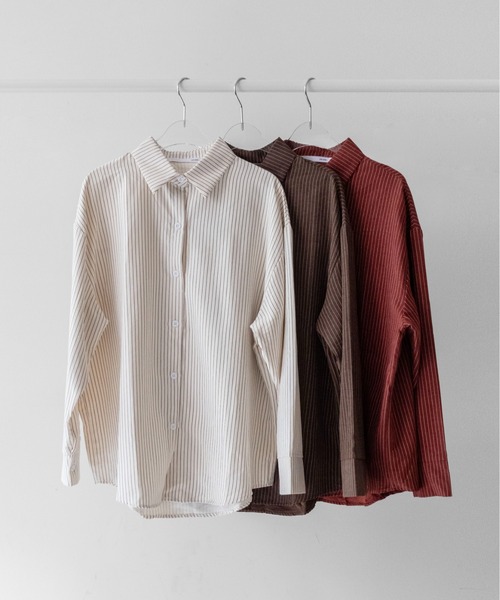 on:nue(オンニュ)の「【on:nue】ピーチスキンストライプオーバーサイズシャツ /26-27 AW COLLECTION(シャツ/ブラウス・レディース・ブラウン/アイボリー/バーガンディー・FREE)」の17枚目の写真