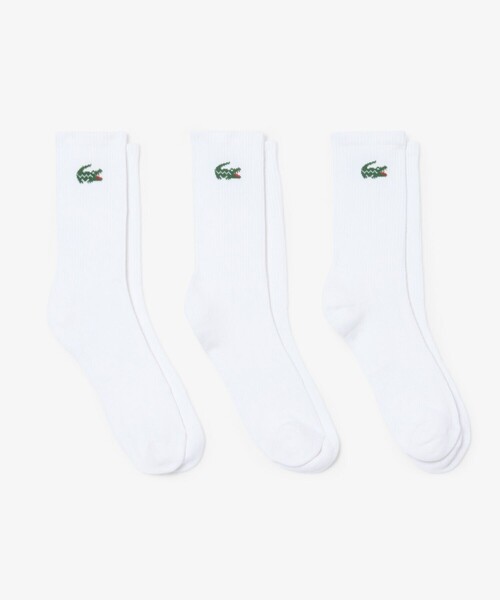 LACOSTE（ラコステ）の「ワニロゴジャカード スポーツソックス3足セット 底パイル仕立て（ソックス/靴下・メンズ・ホワイト/ブラック/ホワイト系その他・24.0cm/27.0cm/29.0cm）」の2枚目の写真