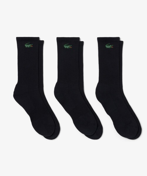 LACOSTE（ラコステ）の「ワニロゴジャカード スポーツソックス3足セット 底パイル仕立て（ソックス/靴下・メンズ・ホワイト/ブラック/ホワイト系その他・24.0cm/27.0cm/29.0cm）」の3枚目の写真