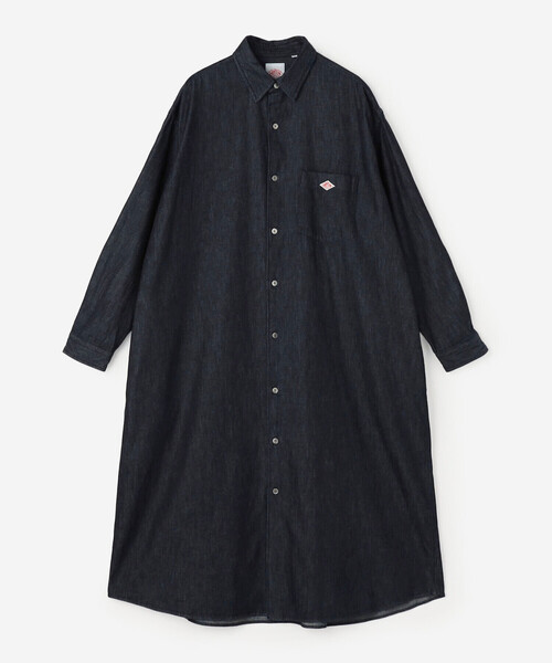 DANTON(ダントン)の「DANTON | デニムダンガリー レギュラーカラーシャツワンピース WOMEN(シャツワンピース・レディース・ダークインディゴブルー・36)」の2枚目の写真