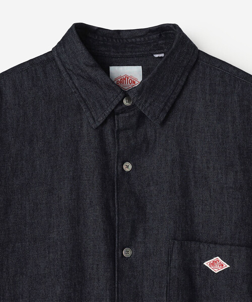 DANTON(ダントン)の「DANTON | デニムダンガリー レギュラーカラーシャツワンピース WOMEN(シャツワンピース・レディース・ダークインディゴブルー・36)」の4枚目の写真