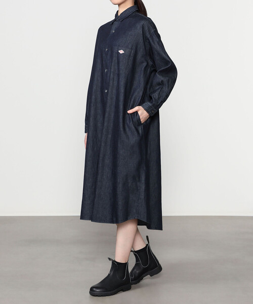 DANTON(ダントン)の「DANTON | デニムダンガリー レギュラーカラーシャツワンピース WOMEN(シャツワンピース・レディース・ダークインディゴブルー・36)」の15枚目の写真