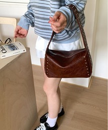 2WAYワンシルバースタッズボックスバッグ ショルダーバッグ/ハンドバッグ