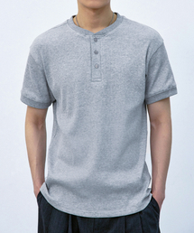 ATEZ（アテズ）の「リブヘンリーネック半袖Tシャツ[グレー]（Tシャツ/カットソー）」