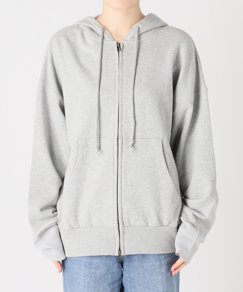 Russell Athletic（ラッセルアスレティック）の「RUSSELL ATHLETIC / ラッセル アスレティック 別注 Layered Zip Hoodie（パーカー・メンズ・ブラック/グレー・MEDIUM/LARGE）」の7枚目の写真
