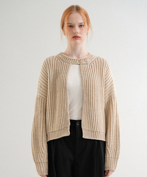 Button Neck Knit Cardigan (Oat_beige)
