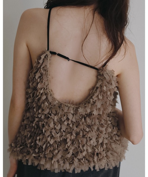 anuke（アンヌーク）の「Tulle Fringe Camisole（キャミソール・レディース・ブラック/ベージュ・FREE）」の5枚目の写真
