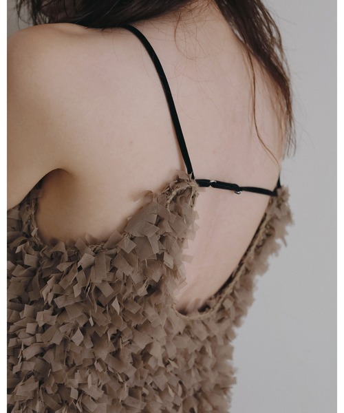 anuke（アンヌーク）の「Tulle Fringe Camisole（キャミソール・レディース・ブラック/ベージュ・FREE）」の6枚目の写真