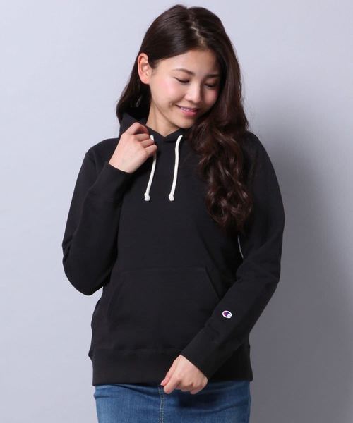 Champion(チャンピオン)の「【Champion】無地スウェットパーカー(パーカー・レディース・グレー/ベージュ/ホワイト/オリーブ/ブラック/ネイビー・SMALL/LARGE/MEDIUM)」の3枚目の写真