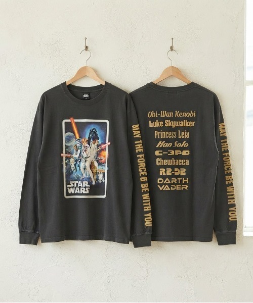 Disney(ディズニー)の「【STAR WARS/スターウォーズ】ポスターアートプリントピグメント風ロングスリーブTシャツ ユニセックス(Tシャツ/カットソー・メンズ・ホワイト系その他/スミクロ/ブラック系その他/アイボリー・LARGE/MEDIUM)」の3枚目の写真