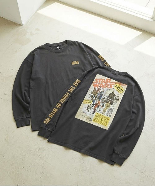 Disney(ディズニー)の「【STAR WARS/スターウォーズ】ポスターアートプリントピグメント風ロングスリーブTシャツ ユニセックス(Tシャツ/カットソー・メンズ・ホワイト系その他/スミクロ/ブラック系その他/アイボリー・LARGE/MEDIUM)」の4枚目の写真
