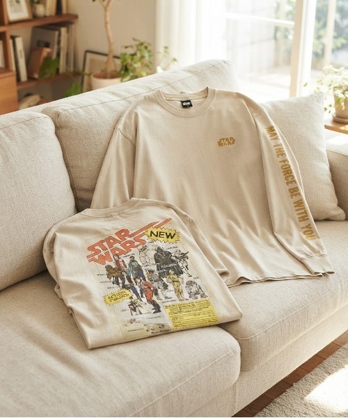 Disney(ディズニー)の「【STAR WARS/スターウォーズ】ポスターアートプリントピグメント風ロングスリーブTシャツ ユニセックス(Tシャツ/カットソー・メンズ・ホワイト系その他/スミクロ/ブラック系その他/アイボリー・LARGE/MEDIUM)」の18枚目の写真