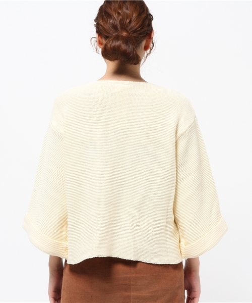 CIAOPANIC（チャオパニック）の「【Ciaopanic】　ガーター編みBigスリーブP/O（ニット/セーター・レディース・グレー/カーキ/オフホワイト/オレンジ・FREE）」の7枚目の写真