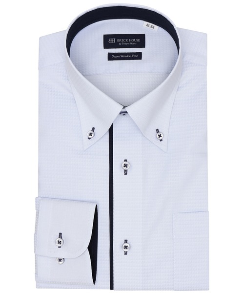 TOKYO SHIRTS(トウキョウシャツ)の「【超形態安定】【吸水速乾】 形態安定ノンアイロン ボタンダウン 長袖ビジネスワイシャツ(大きいサイズ・長いサイズ)(ビジネスシャツ・メンズ・サックスブルー・首回り41cm-裄丈90cm/首回り42cm-裄丈90cm/首回り39cm-裄丈88cm/首回り47cm-裄丈90cm/首回り47cm-裄丈86cm/首回り45cm-裄丈86cm/首回り43cm-裄丈90cm/首回り45cm-裄丈82cm/首回り45cm-裄丈90cm)」の1枚目の写真
