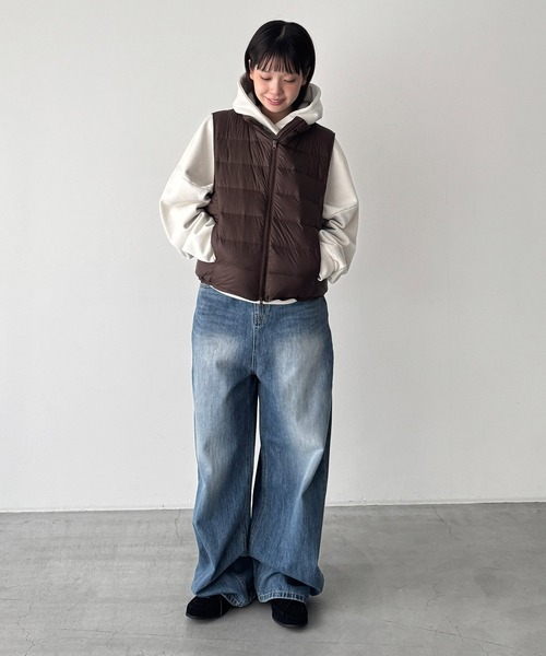 CANAL JEAN(キャナルジーン)の「Lakey Park スタンドカラーダウンベスト(ダウンベスト・レディース・ブラウン/イエロー/ブラック・ONE SIZE)」の12枚目の写真