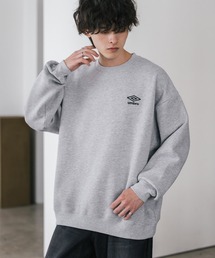 UMBRO アンブロ 別注コラボ オーバーサイズ裏起毛ワンポイントロゴ刺繍クルーネック長袖スウェット