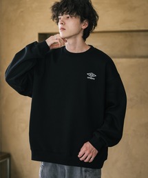 UMBRO アンブロ 別注コラボ オーバーサイズ裏起毛ワンポイントロゴ刺繍クルーネック長袖スウェット