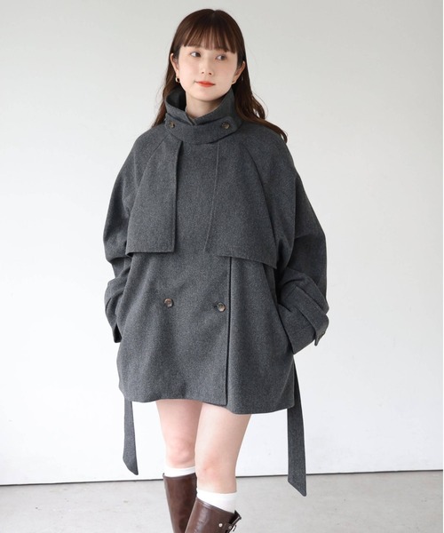 tiptop(ティップトップ)の「ウールライクミドル丈トレンチコート(トレンチコート・レディース・ブラック/チャコールグレー/グレー系その他・FREE)」の16枚目の写真