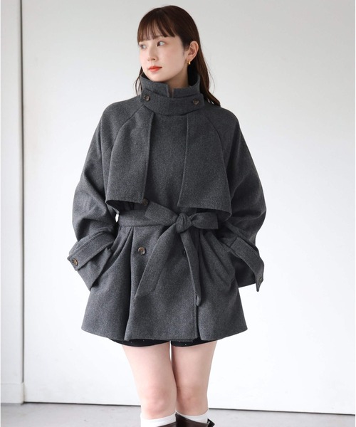tiptop(ティップトップ)の「ウールライクミドル丈トレンチコート(トレンチコート・レディース・ブラック/チャコールグレー/グレー系その他・FREE)」の18枚目の写真