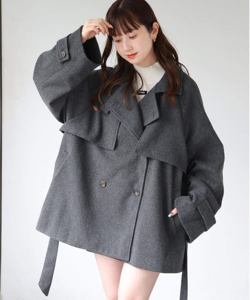 tiptop(ティップトップ)の「ウールライクミドル丈トレンチコート(トレンチコート・レディース・ブラック/チャコールグレー/グレー系その他・FREE)」の21枚目の写真