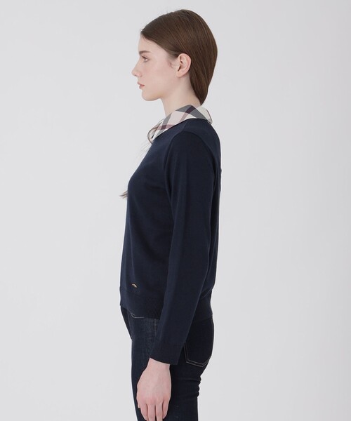 BLUE LABEL CRESTBRIDGE(ブルーレーベルクレストブリッジ)の「シャツレイヤードドッキングニット(ニット/セーター・レディース・ダークネイビー/グレー系その他/ブラック・38)」の10枚目の写真