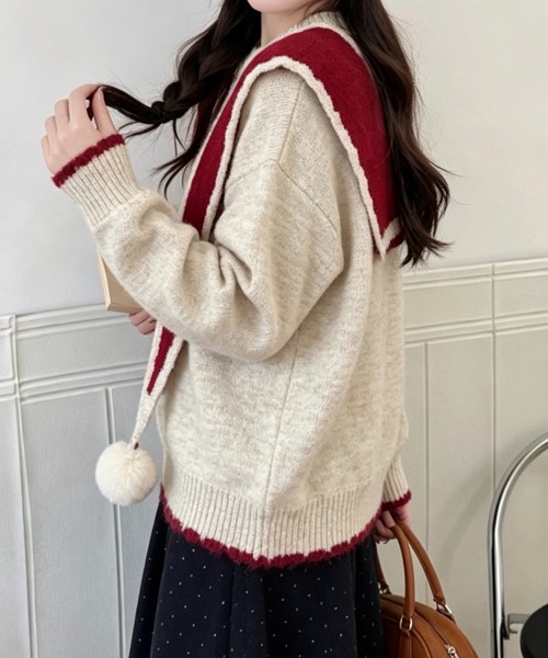 SHOUYO(ショウヨウ)の「可愛いニットセータープルオーバー(ニット/セーター・レディース・グレー/レッド/ブルー/ベージュ・M)」の6枚目の写真