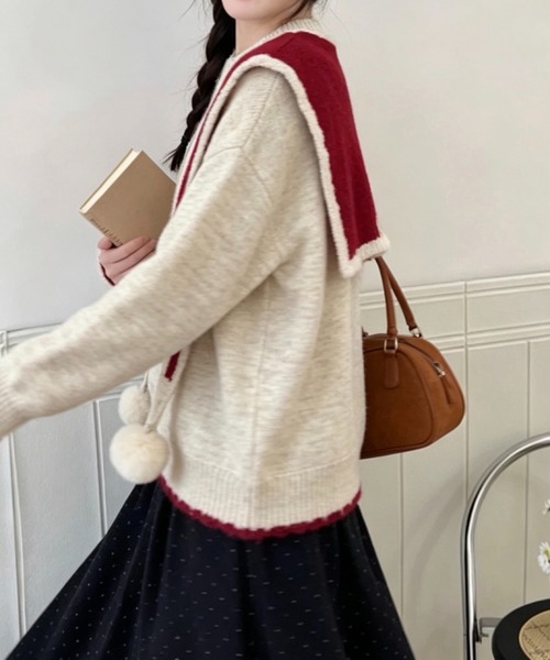 SHOUYO(ショウヨウ)の「可愛いニットセータープルオーバー(ニット/セーター・レディース・グレー/レッド/ブルー/ベージュ・M)」の8枚目の写真